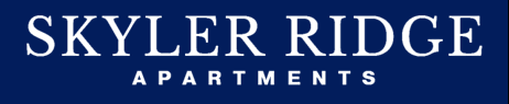 Skyler Ridge Apartment Homes logo in clean, bold lettering for a professional look.